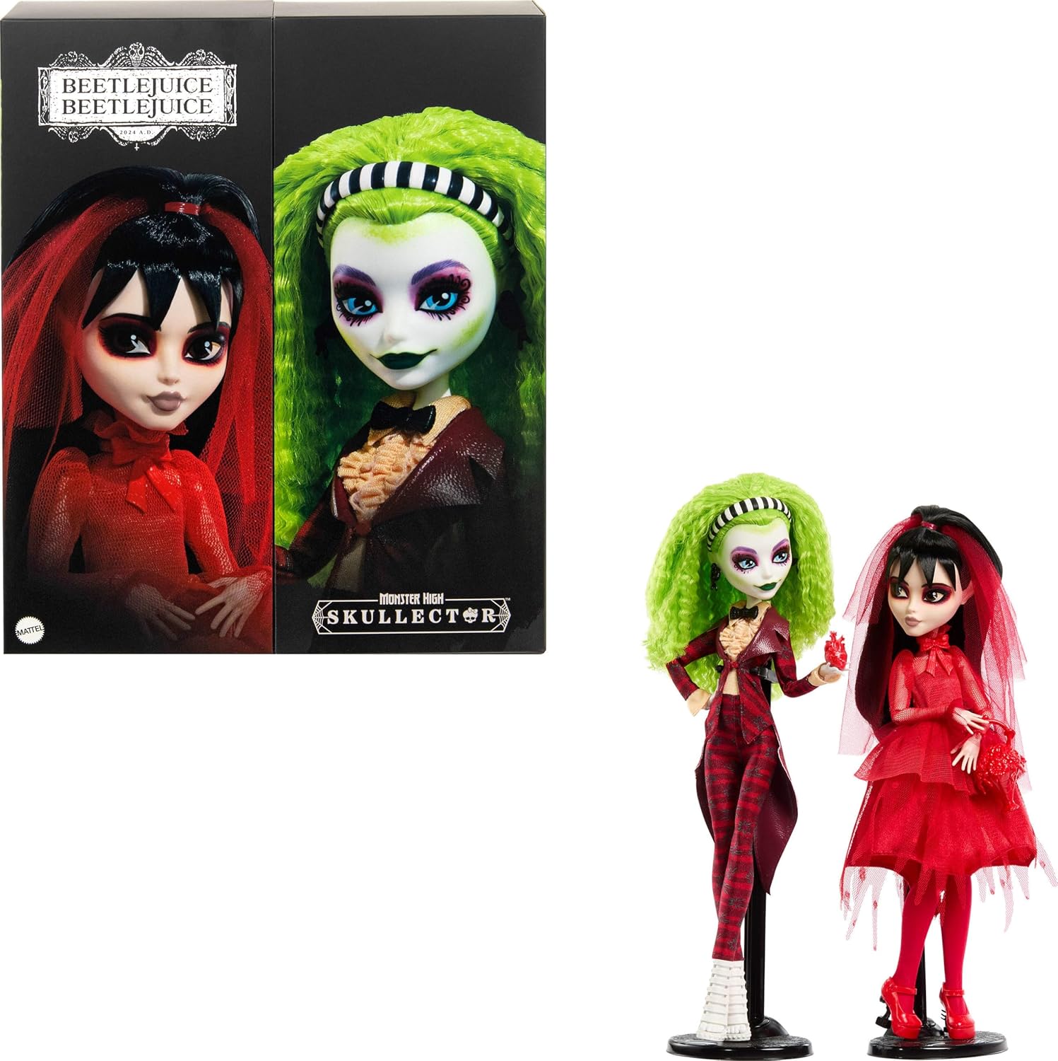 Monster High Skullector Beetlejuice Beetlejuice Doll 2-Pack, Collectible Betelgeuse and Lydia Deetz Set with Accessories and Displayable Packaging (Amazon Exclusive)